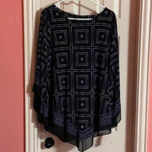 Alfani tunic, black w/lavender, Never worn